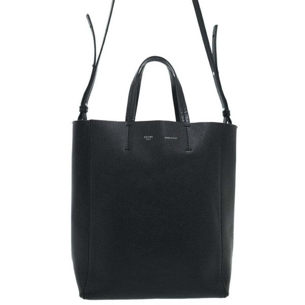 Celine Tote Cabas Vertical Bag grained black calfskin - Picture 2 of 9